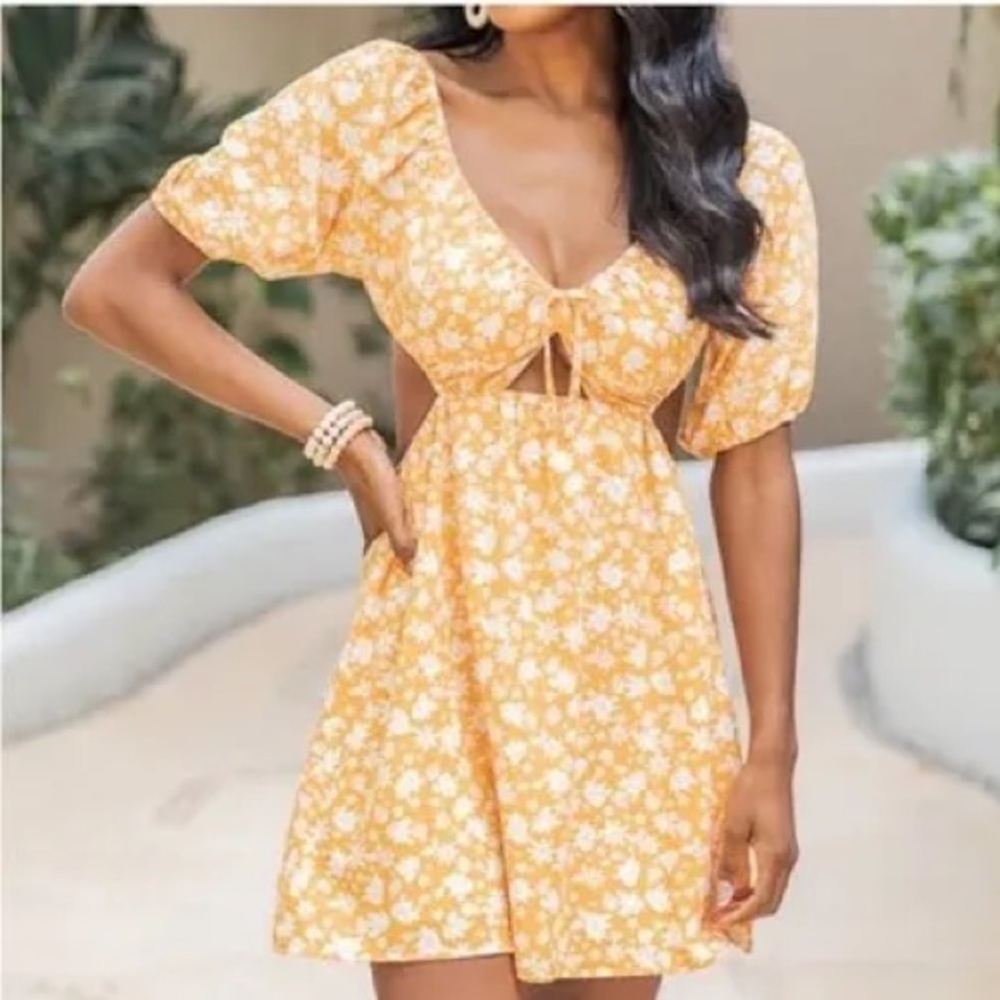 Pink Lily Orange Floral Dress